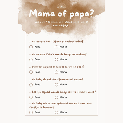Babyshower Quiz: Mama of Papa?