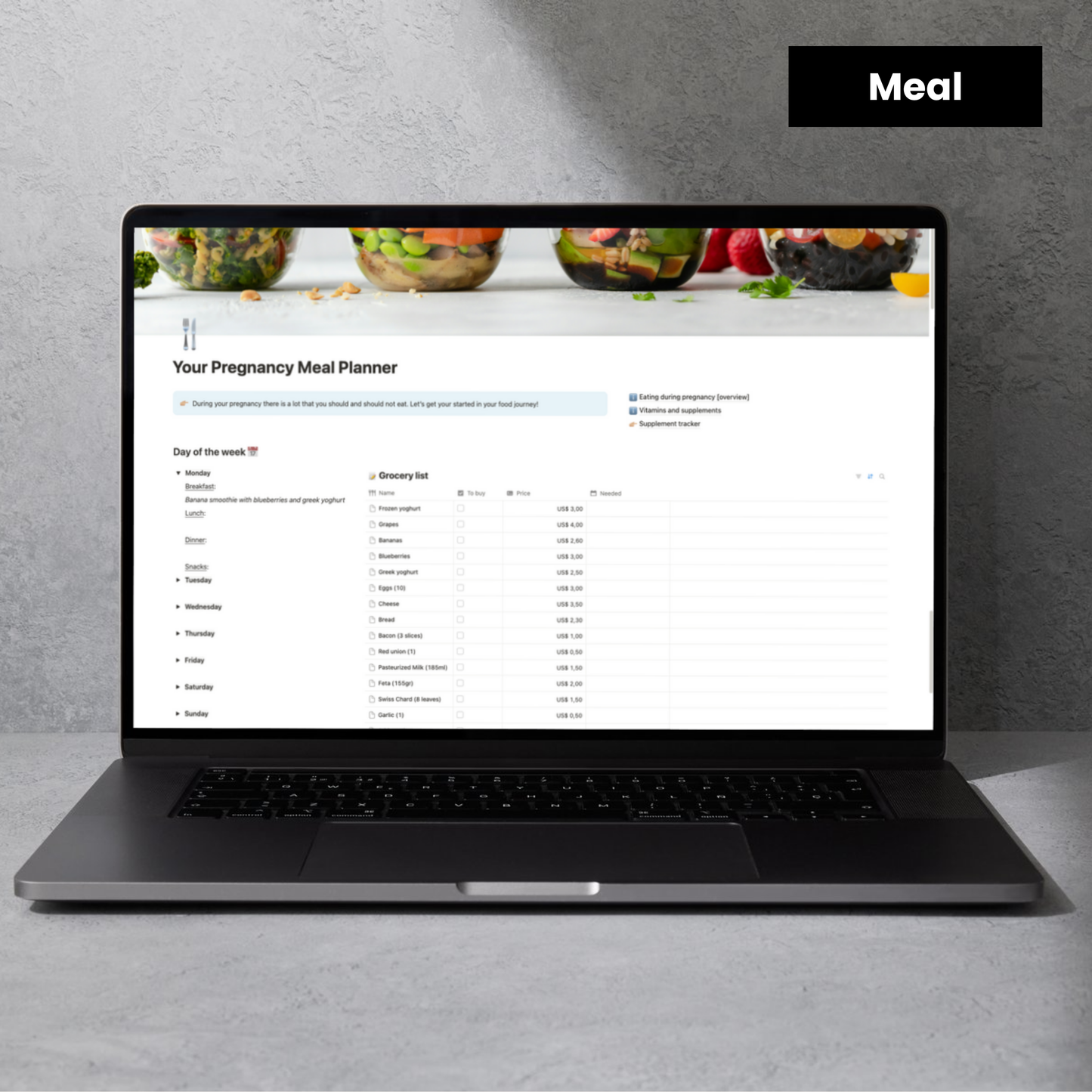 Digitale Zwangerschaps Meal Planner